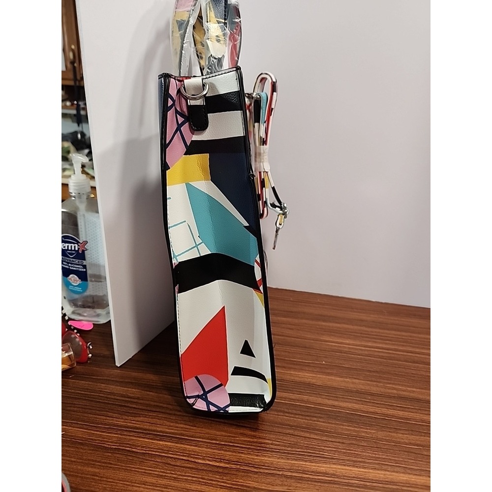 Plunder Colorful Exclusive Palooza Geometric Handbag Tote with Extra Strap - Picture 5 of 6